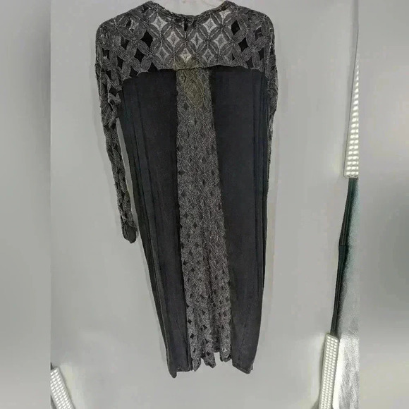 POL open Front Long Sleeve Duster Cardigan Size Small Black/ Gray Lacey - Picture 7 of 11